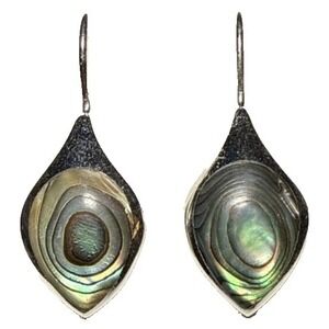 Vintage Sunstone Imports 925 Sterling Silver Abalone Earrings *Chip* J19-18